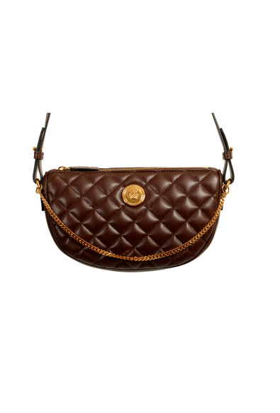 Versace Women's Leather Gold Medusa Quilted Half Moon Chain Handbag Shoulder Bag: Picture 2