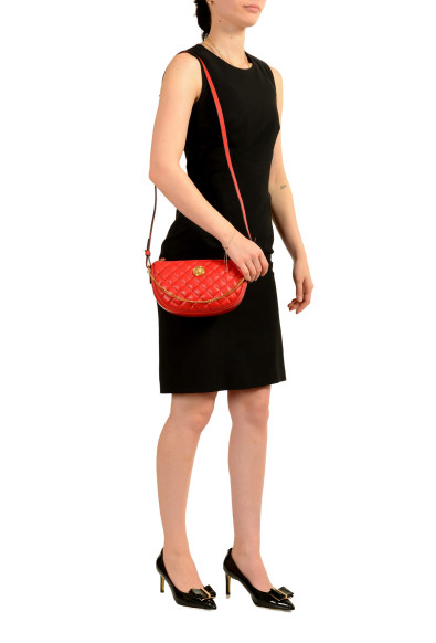 Versace Women's Leather Gold Medusa Quilted Half Moon Chain Handbag Shoulder Bag: Picture 2