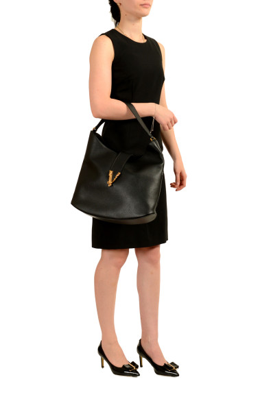Versace Women's 100% Grainy Leather V-Logo Hobo Handbag Shoulder Bag: Picture 2