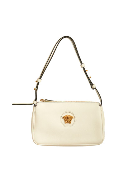 Versace White Grainy Leather Gold Medusa Small Handbag Shoulder Bag