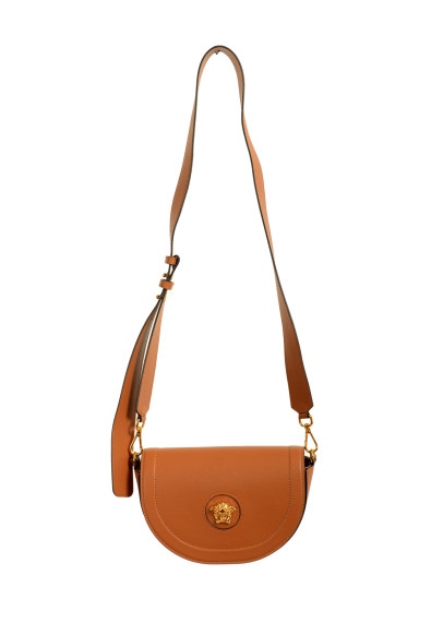 Versace Women's Grainy Leather Gold Medusa Half Moon Handbag Shoulder Bag