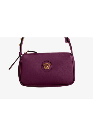 Versace Plum Purple Grainy Leather Gold Medusa Small Handbag Shoulder Bag: Picture 2