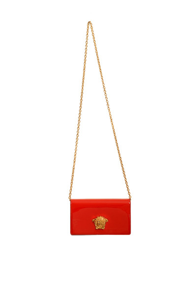 Versace Women's 100% Patent Leather Gold Medusa Head Crossbody Shoulder Bag