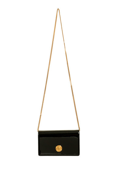 Versace Women's 100% Patent Leather Gold Medusa Head Crossbody Shoulder Bag