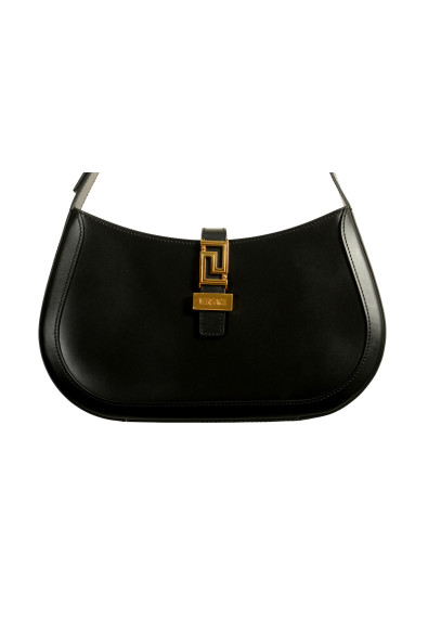 Versace Women's Black 100% Leather Greca Goddess Large Hobo Handbag Shoulder Bag: Picture 2