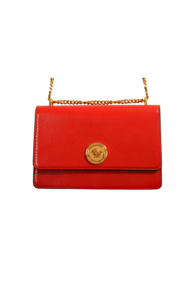 Versace Red 100% Leather Snake Skin Print Gold Medusa Chain Handbag Shoulder Bag: Picture 2