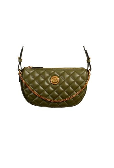 Versace Women's Leather Gold Medusa Quilted Half Moon Chain Handbag Shoulder Bag: Picture 2