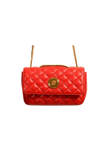 Versace Women's True Red Leather Gold Medusa Quilted Small Handbag Shoulder Bag: Picture 2