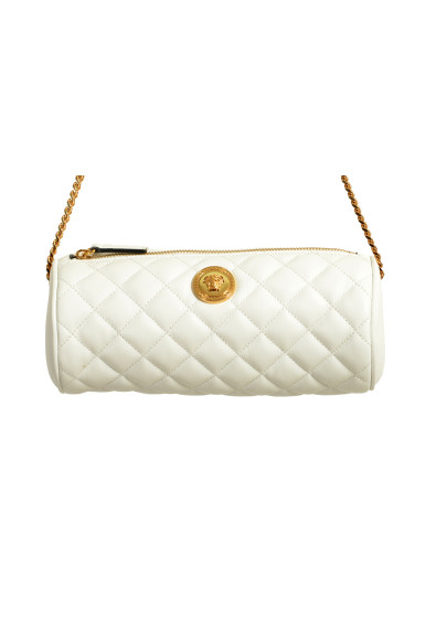 Versace Women's White Leather Gold Medusa Quilted Shoulder Bag Handbag: Picture 2