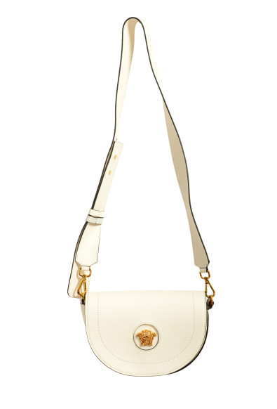 Versace Women's Grainy Leather Gold Medusa Half Moon Handbag Shoulder Bag