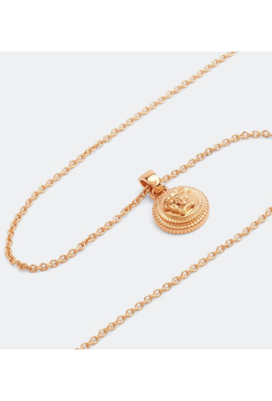 Versace Medusa Head Round Medallion Gold Color Pendant Chain Necklace