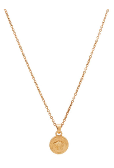 Versace Medusa Head Round Medallion Gold Color Pendant Chain Necklace: Picture 2