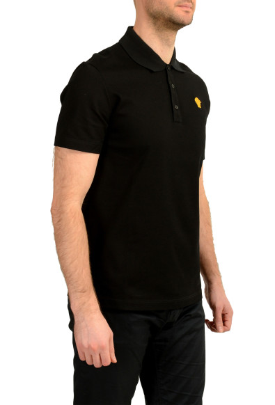 Versace Men's Taylor Fit Gold Logo Embroidery Black Polo Shirt: Picture 2
