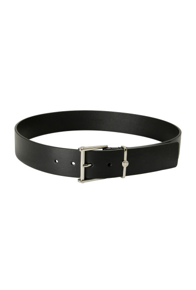 Versace Black 100% Leather Silver Medusa Head Decorated Belt: Picture 2