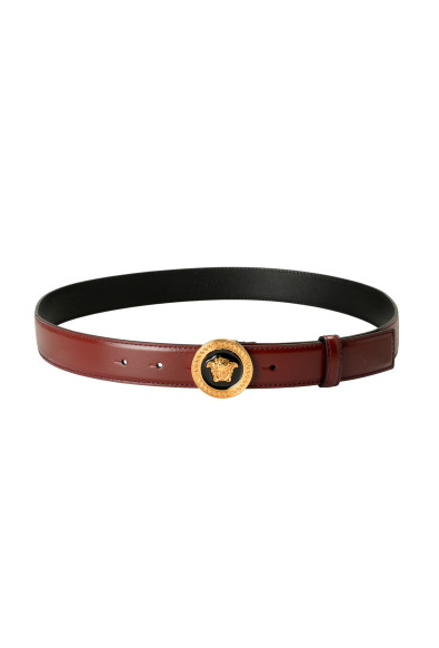 Versace Vine Red 100% Leather Gold Medusa Head Decorated Belt: Picture 2