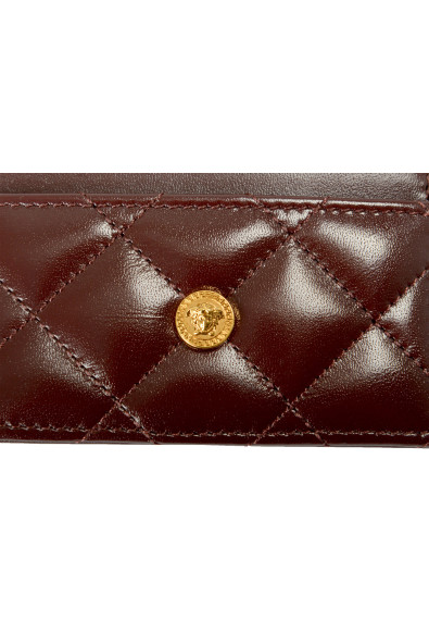 Versace Burgundy 100% Quilted Leather Gold Medusa Card Case Holder: Picture 2