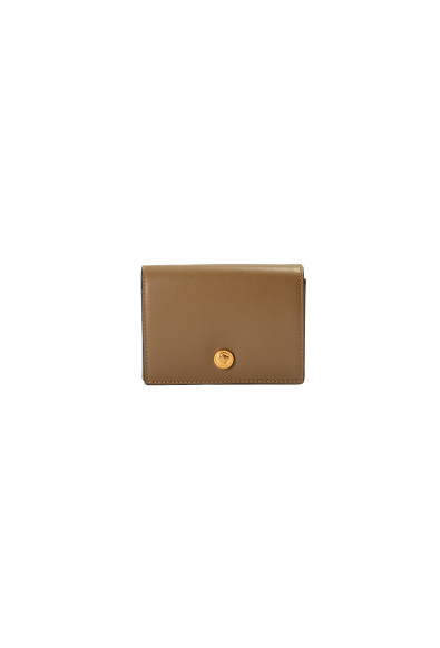 Versace Chestnut 100% Leather Gold Medusa Head Trifold Wallet