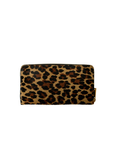 Versace Pony Hair Leather Gold Medusa Head Leopard Print Zip Around Wallet: Picture 2