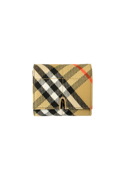 Burberry Sand Ip Check Snip Leather Compact Wallet