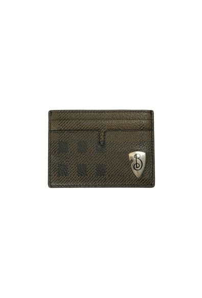 Burberry "Sandon" Leather Silver Logo Card Case Holder