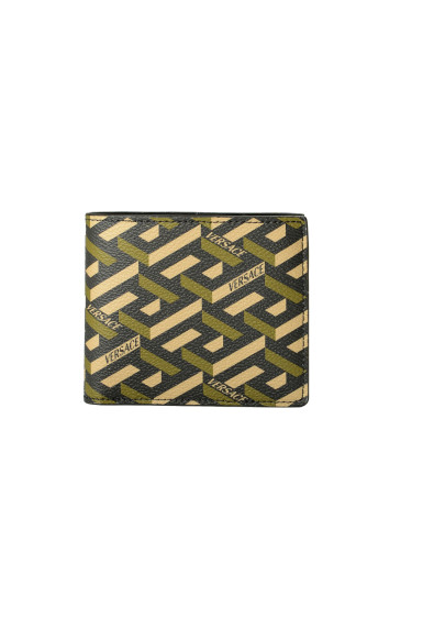 Versace Coated Canvas & Leather Monogram Bifold Wallet