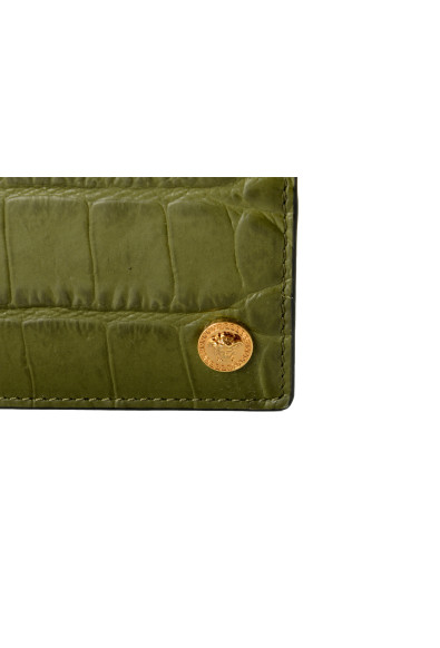 Versace 100% Leather Croc Print Gold Medusa Head Bifold Wallet W/Coin Pocket: Picture 2