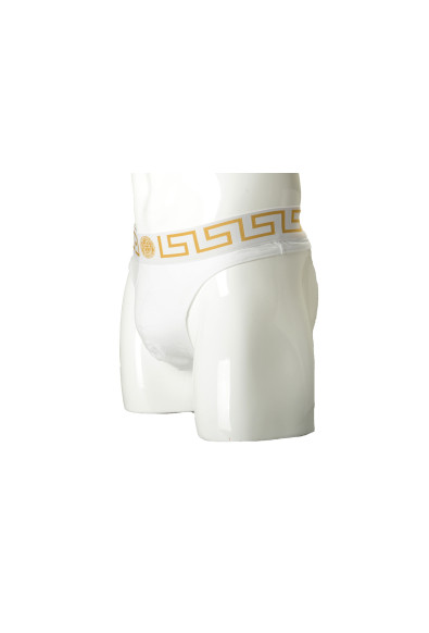 Versace Men's White Gold Border Stretch Thong Underwear: Picture 2