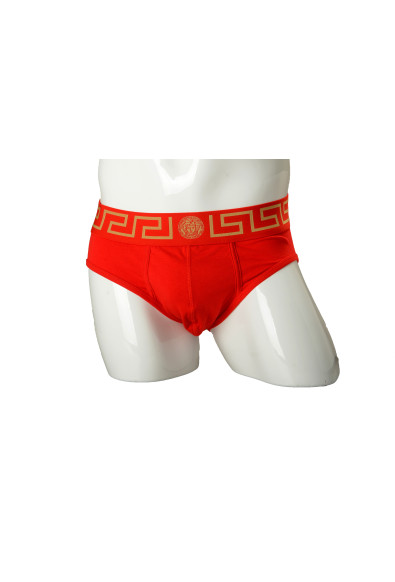 Versace Men's Red/Gold Border Low Rise Slip Underwear