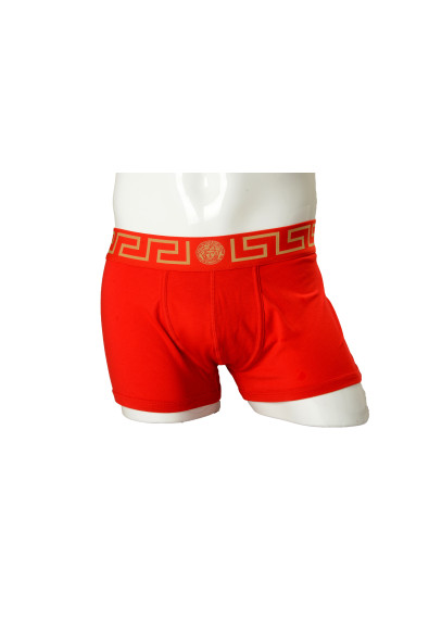 Versace Men's Gold Greeca Border Low Rise Trunk Underwear