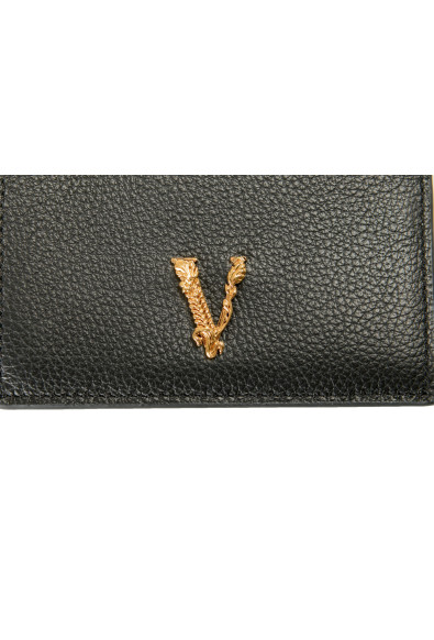 Versace Black 100% Textured Leather V-Logo Card Case: Picture 2
