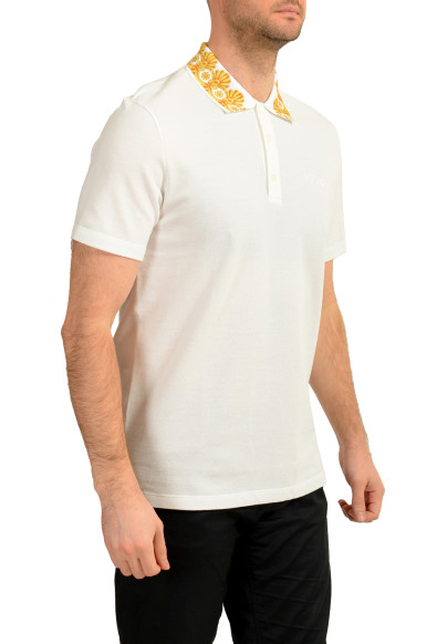 Versace Men's White Barocco Print Short Sleeve Polo Shirt: Picture 2