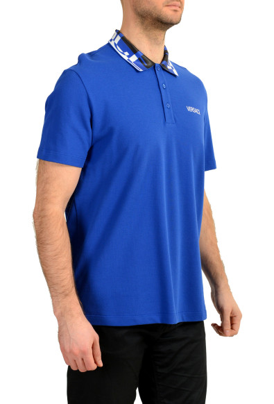 Versace Men's Royal Blue Logo Embroidery Short Sleeve Polo Shirt: Picture 2