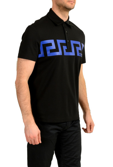 Versace Men's Black "Greca Print" Short Sleeve Polo Shirt: Picture 2