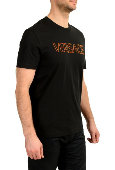 Versace Men's Black Logo Embroidered Crewneck Short Sleeve T-Shirt: Picture 2