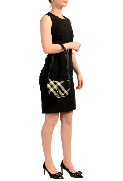 Burberry "Mn Rocking Horse" Leather & Canvas Black Plaid Handbag Shoulder Bag: Picture 2