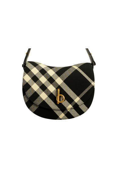 Burberry "Md Rocking Horse" Leather & Canvas Black Plaid Handbag Shoulder Bag: Picture 2