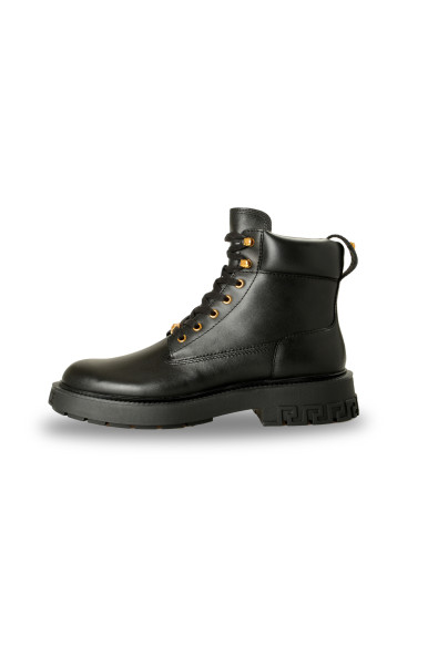 Versace Men's Black Leather Lace Up Boots Shoes: Picture 2