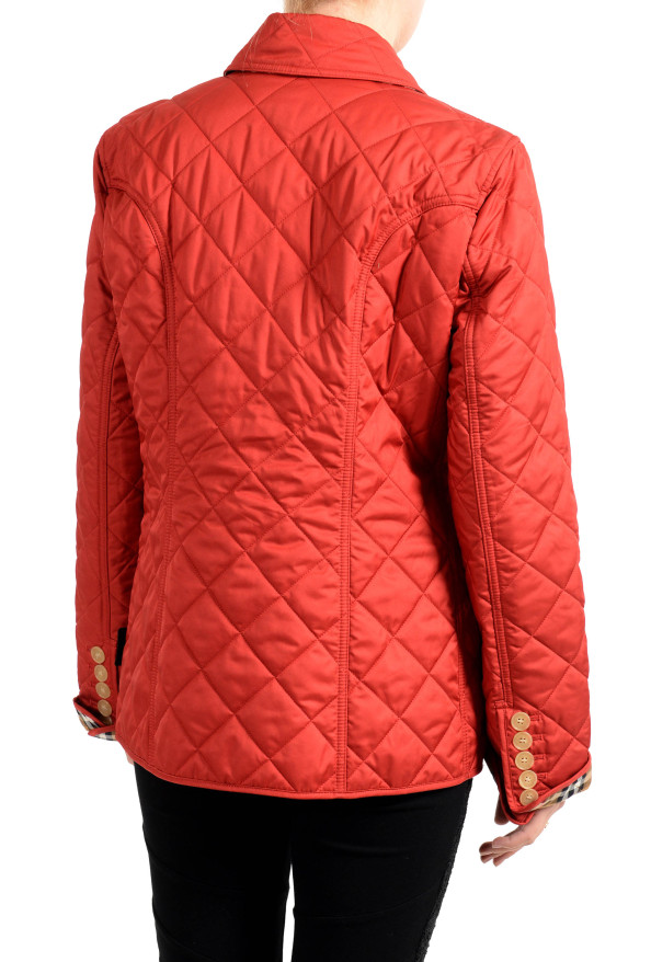 Burberry Women's Red Quilted Button Down Jacket Coat: Picture 3