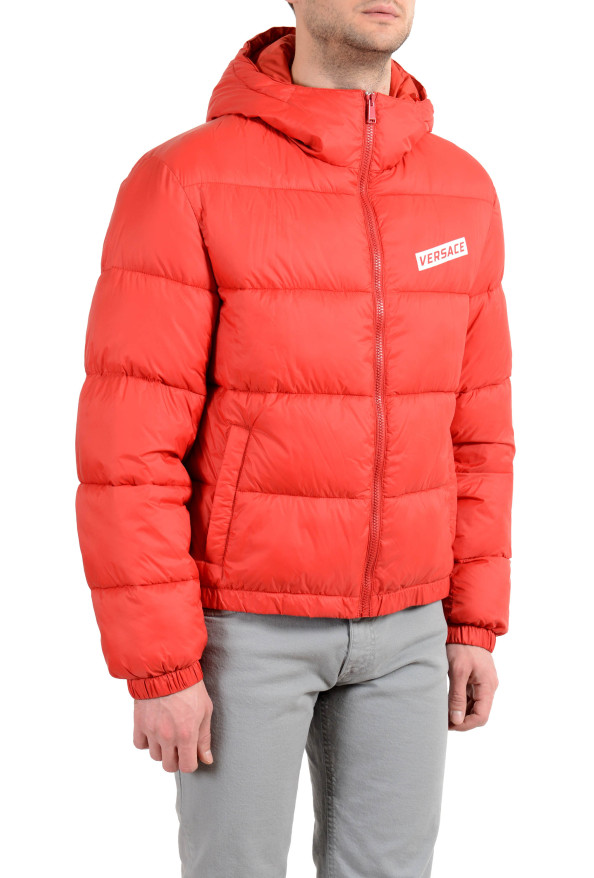 Versace Men's Red Logo Full Zip Hooded Parka Jacket: Picture 2