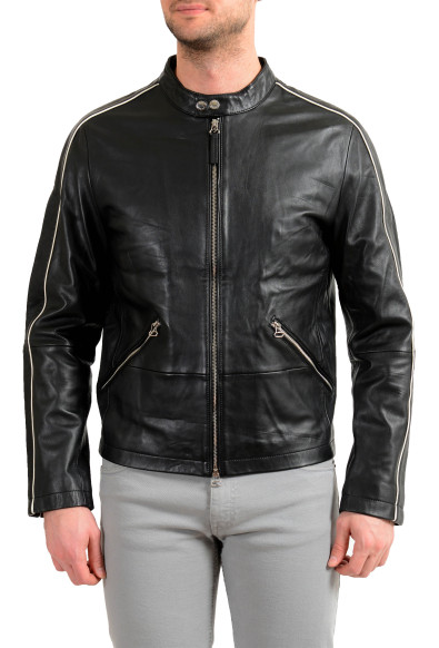 Hugo Boss Men's "Mafos" 100% Leather Black Bomber Jacket