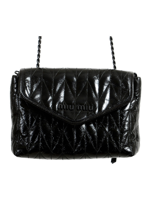Miu Miu Women's 5BH175 Black Leather Chain Shoulder Bag: Picture 2