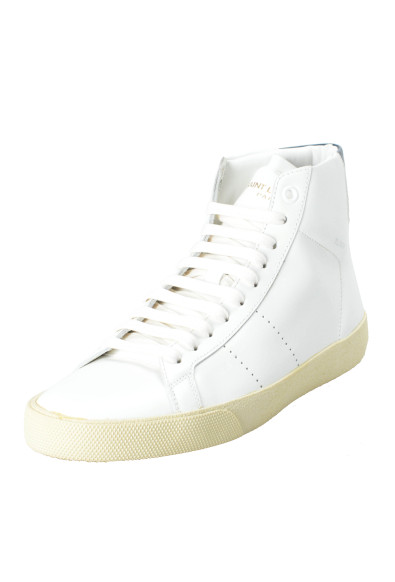 Saint Laurent Women's White Leather Hi Top Fashion Sneakers Shoes