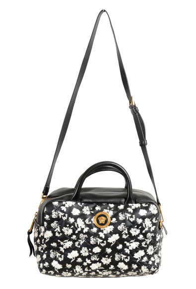 Versace Women's Black Midnight Bloom Large Quilted Leather Shoulder Bag
