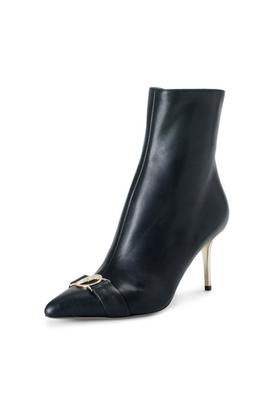 Versace Collection Women's Black Heeled Leather Ankle Boots Shoes 