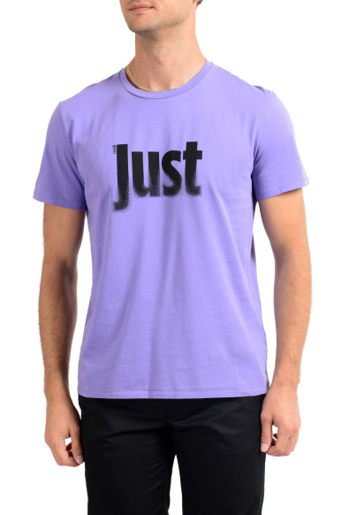 Just Cavalli Men's Purple Graphic Print Crewneck T-Shirt