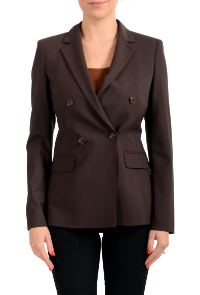 Hugo Boss Women's "Jacelynne" Brown Wool Double Breasted Button Blazer