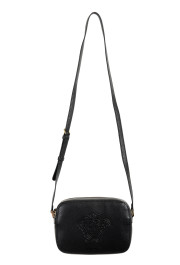 Versace Women's Black Medusa Textured Leather Crossbody Bag