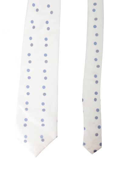 Gianfranco Ferre Men's White 100% Silk Polka Dot Neck Tie: Picture 2
