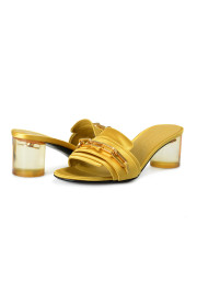 Burberry London Women's "COLEFORD" Yellow Satin Leather Heeled Sandals Shoes: Picture 5