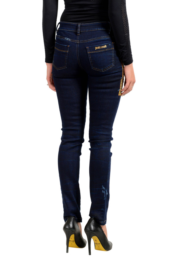 Just Cavalli Women's Distressed Dark Blue Jeggings Jeans : Picture 2